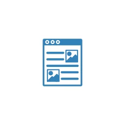 Webpage icon with two image placeholders and lines representing text for content.