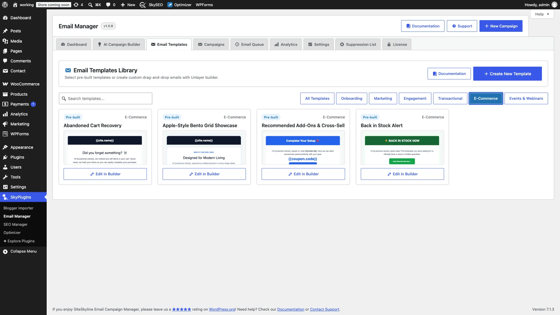 Browse Prebuilt Template Categories