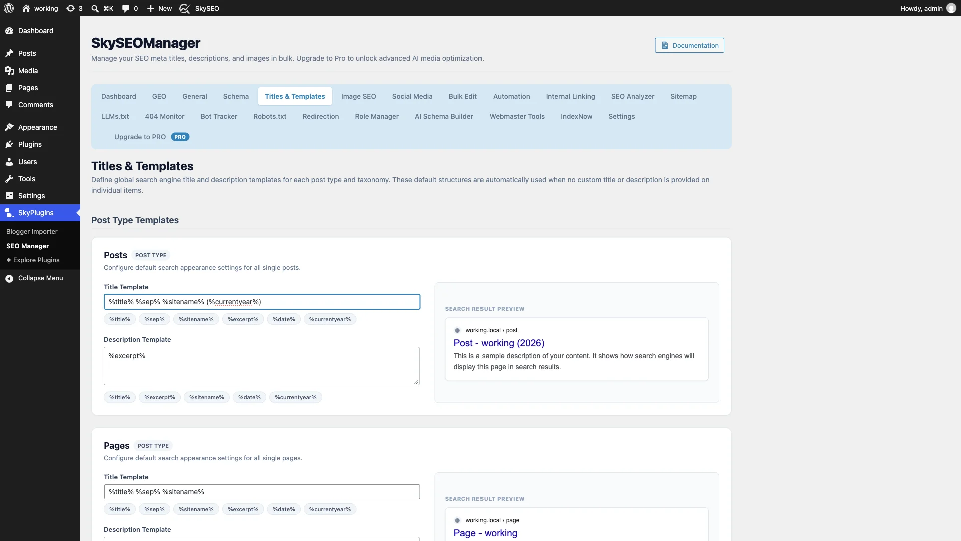 Customizing Posts Title Template using dynamic snippet variable tags