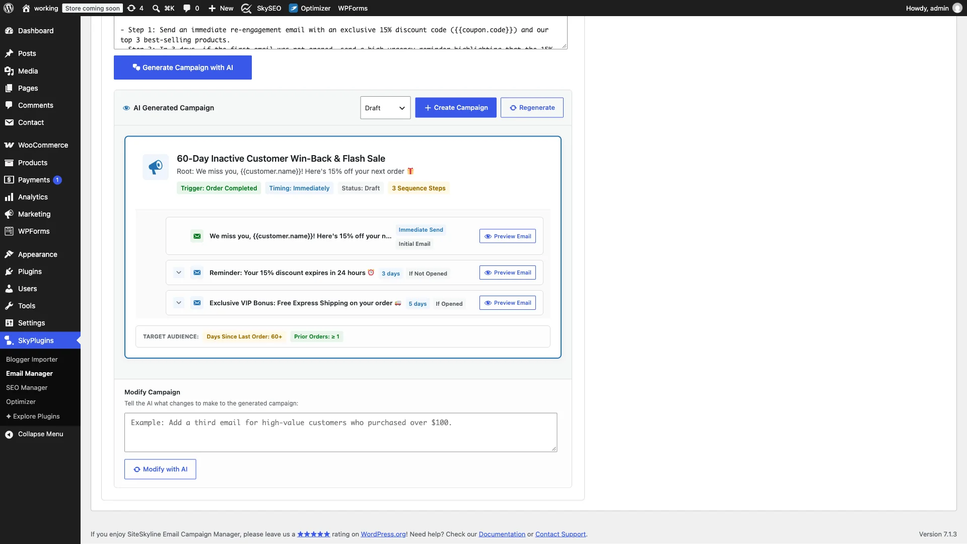 AI Generated Campaign Structure and Subject Lines