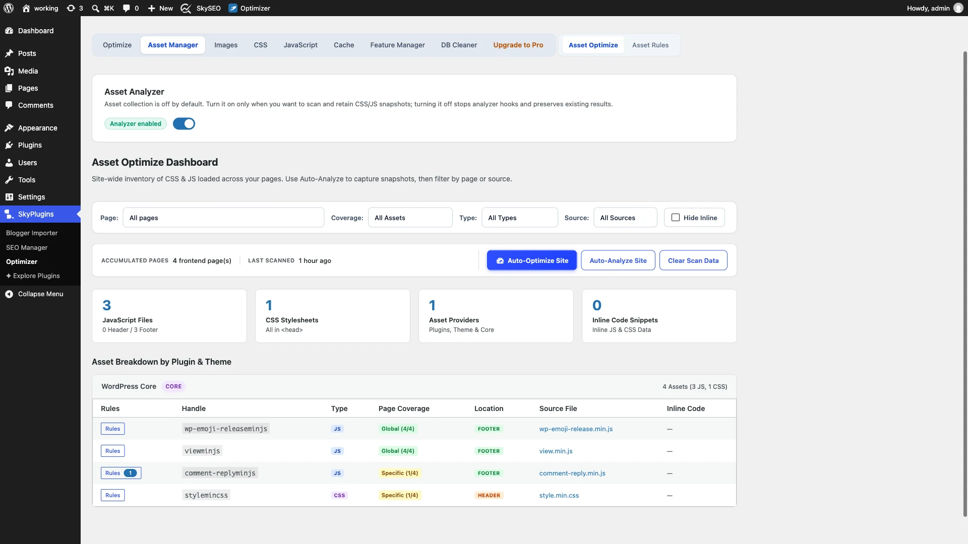 Asset Coverage Breakdown by Plugin and Theme