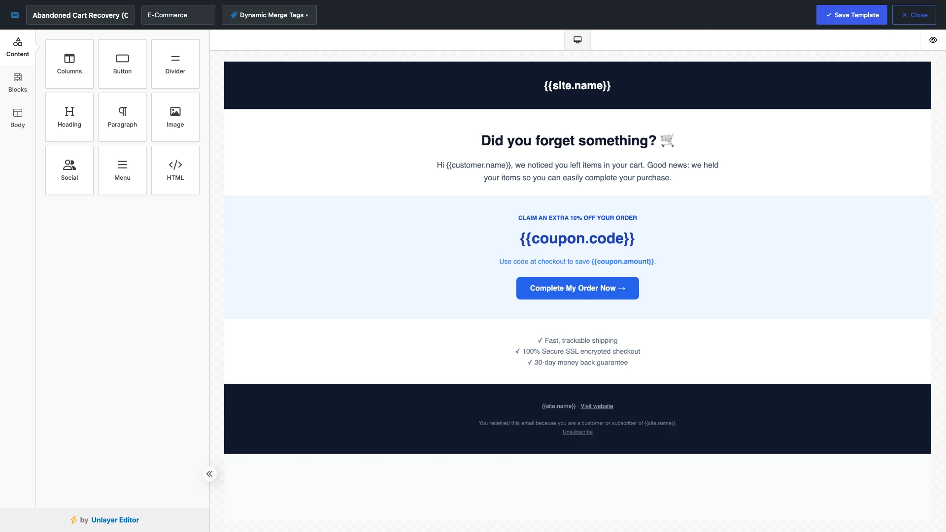 Drag and Drop Visual Canvas and Content Blocks