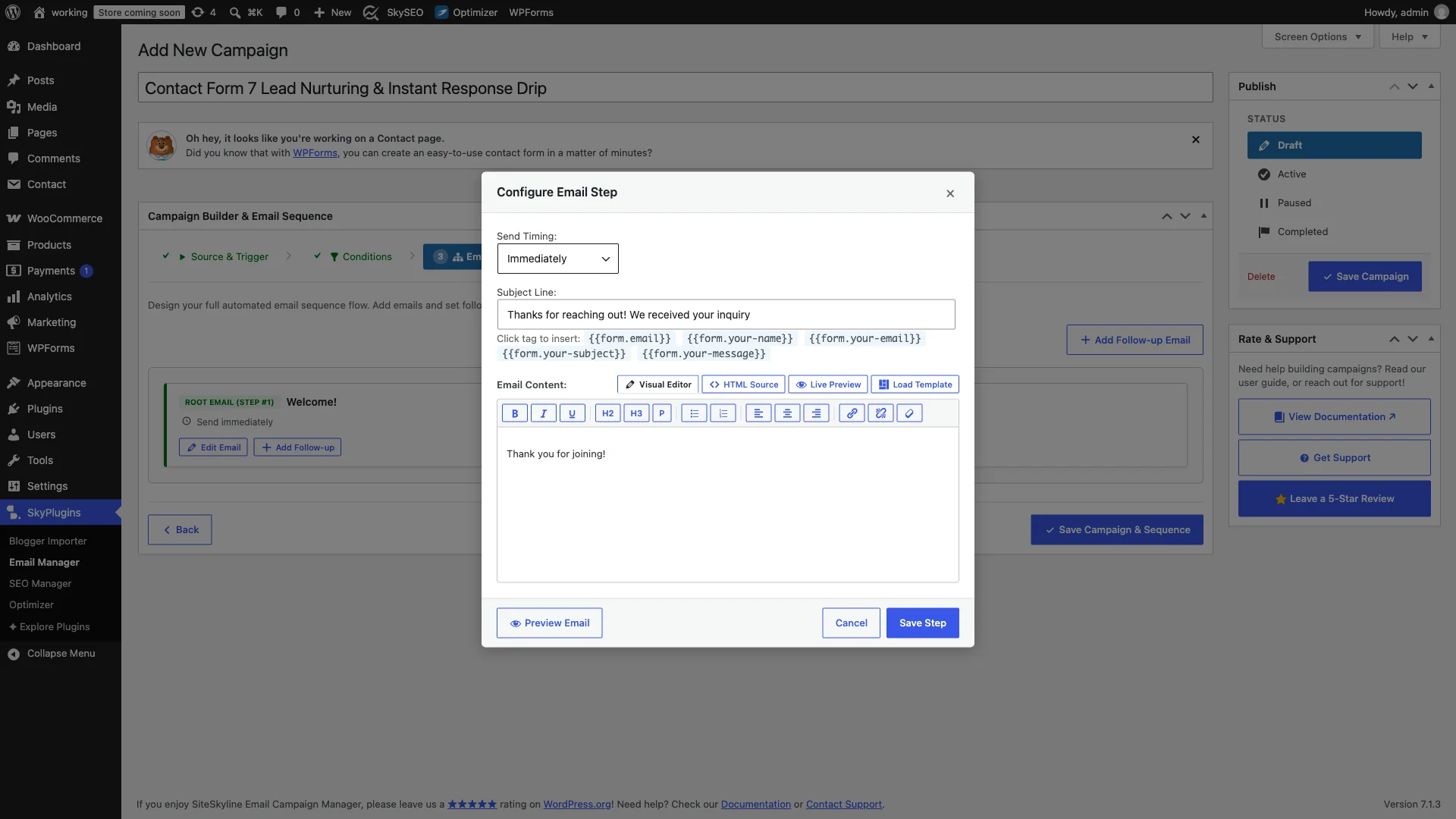 Configure Form Autoresponder with Merge Tags