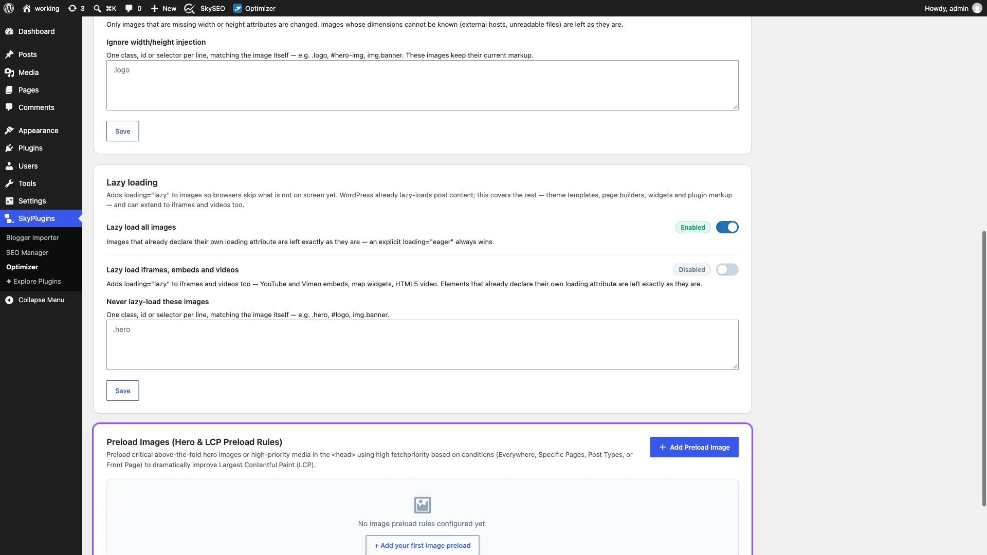 Configure Hero and LCP Preload Rules