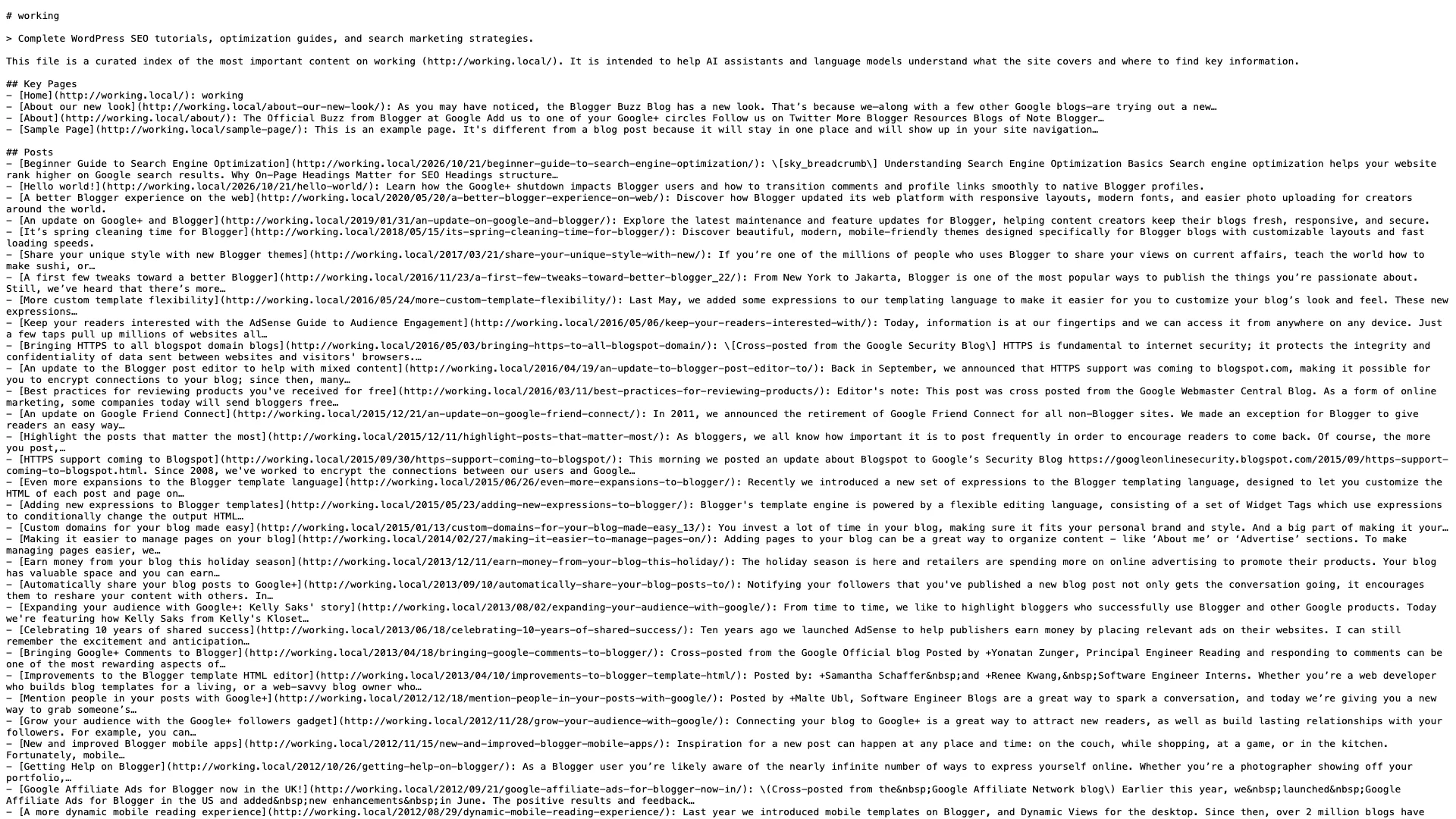 Viewing live server-rendered llms.txt file in the browser