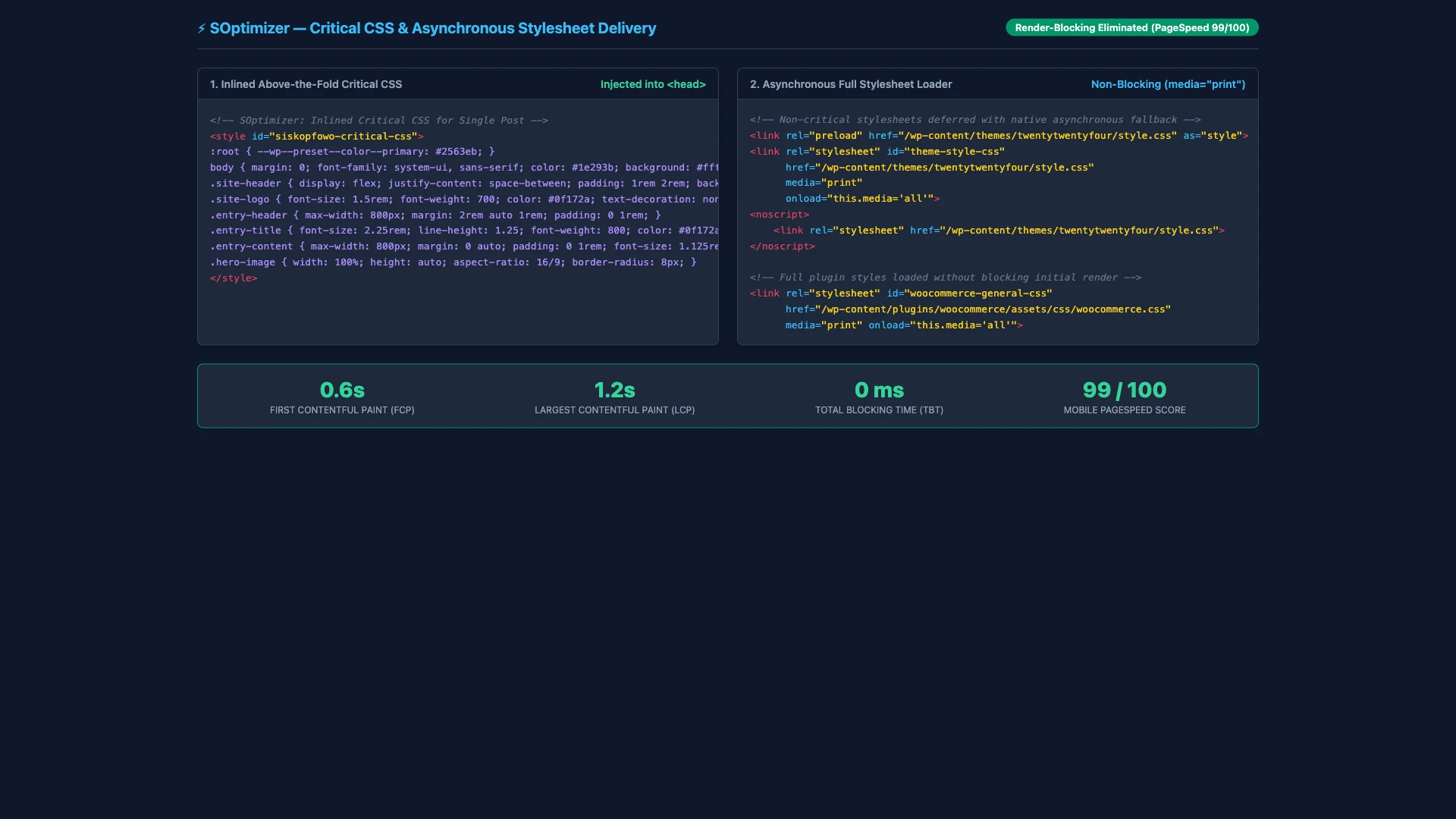 Validating live frontend source and asynchronous stylesheet loader in SOptimizer